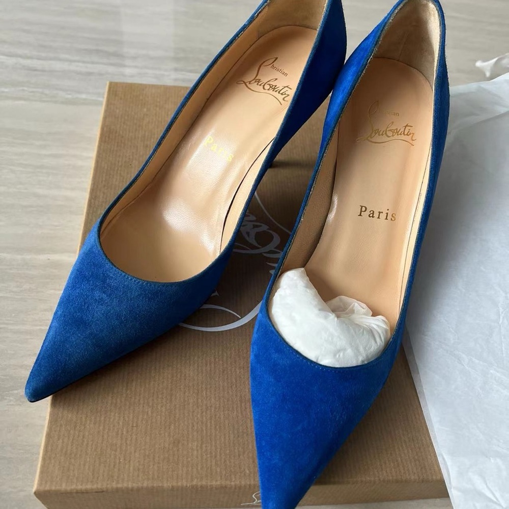 Christian Louboutin Blue Suede Heels